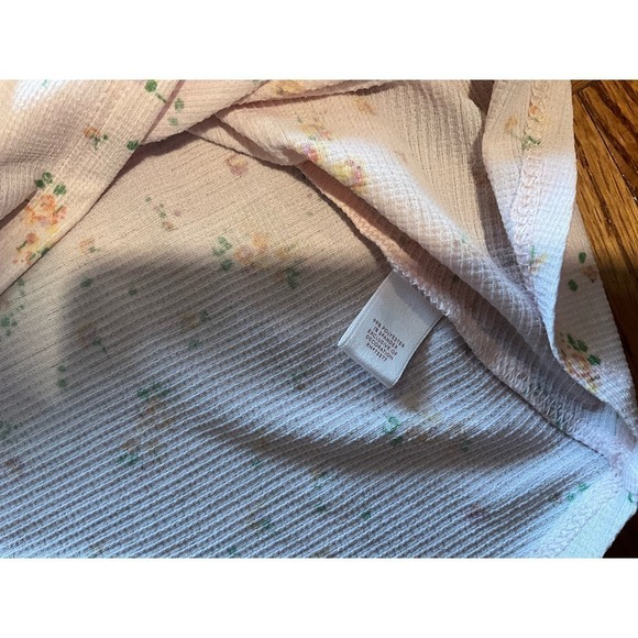 LC Lauren Conrad Blouse Top Women's Size L Pink Floral Long Cold Shoulder Sleeve - Picture 4 of 6